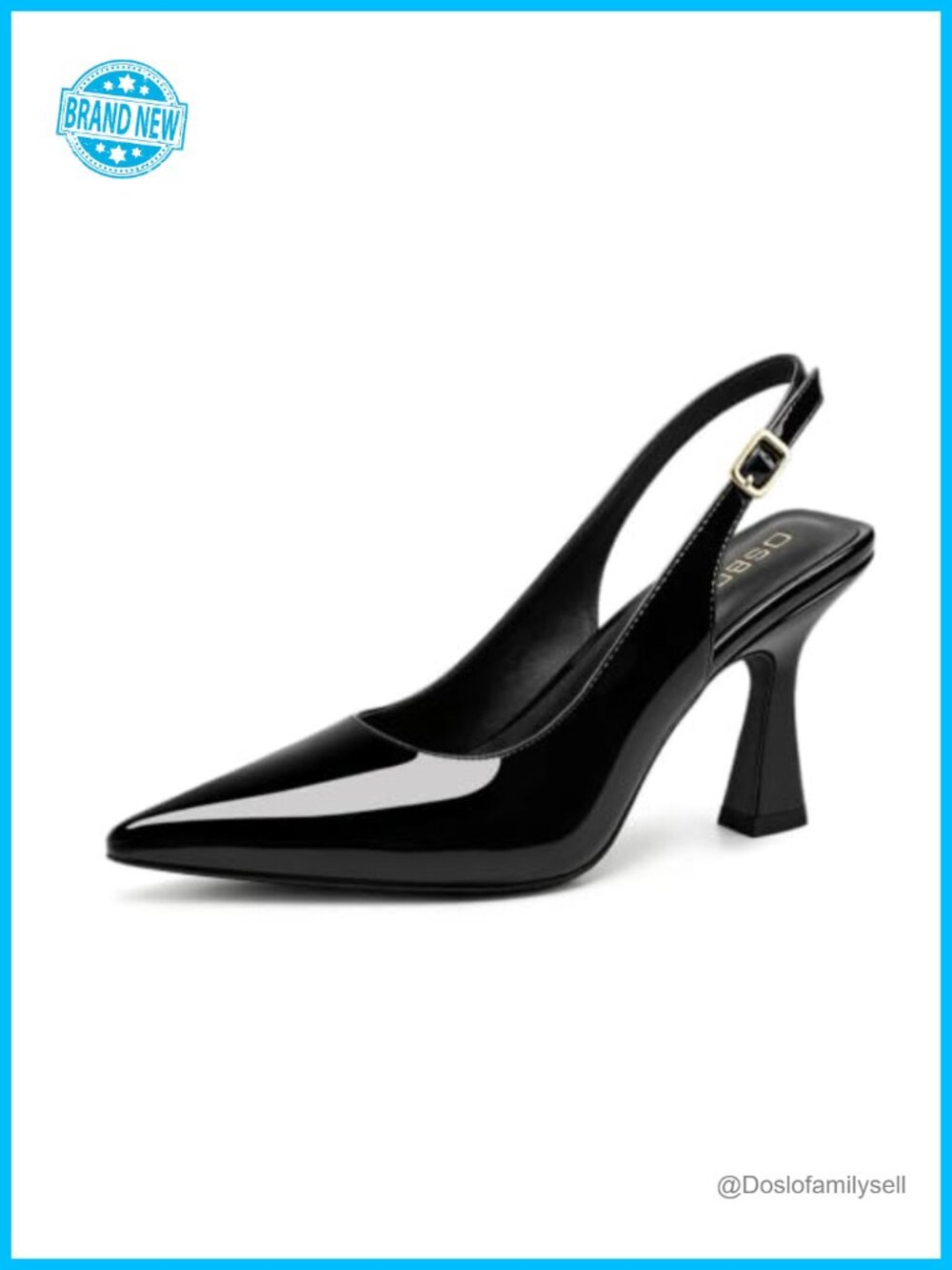 Slingback Kitten Heels Pointed Toe Pumps Faux Leather Women's